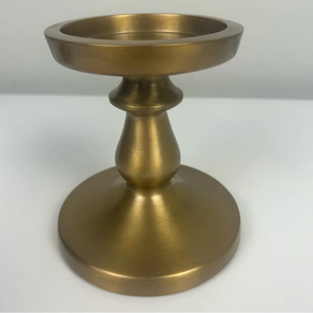 Ikea set of two gold pillar candle holders 5.5 inches